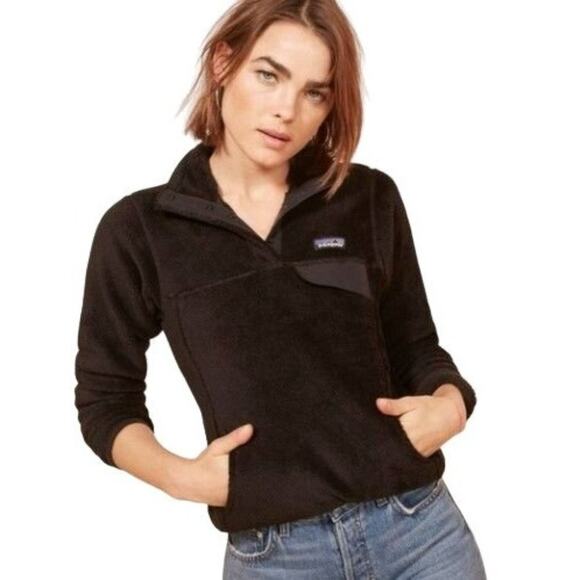 Patagonia Re-Tool Snap T Fleece Black Pullover Womens Size Small S - Picture 1 of 10